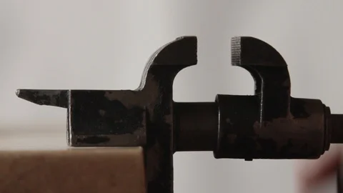 Tighten small locksmith black vice Stock Footage 97982543