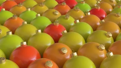 Tightly Packed Array of Round Christmas Decorations in Warm Hues Stock Illustration