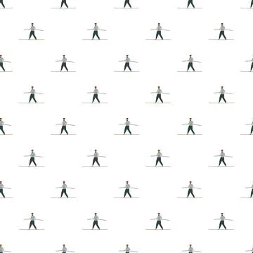 Tightrope walker balancing on a rope pattern Stock Illustration