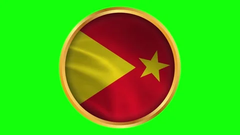 Tigray Round Framed Region Wavy Flag. Circular Blowing Flag of Tigray. Stock Footage 332994993