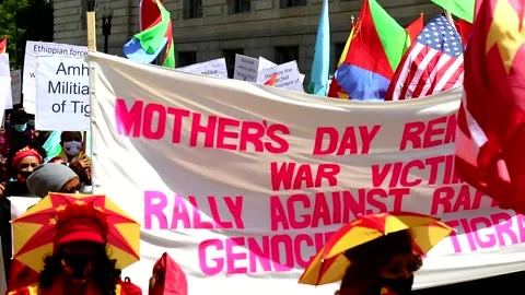Tigrayans protest war and genocide back home Stock Footage 153811984
