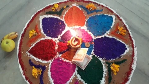 Tihar festival celebrated in Nepal Stock Footage