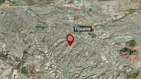 Tijuana City Map Zoom (Mexico) from Space to Earth Video stock 242515653