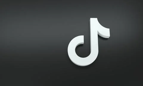 Tik Tok logo with space for text and graphics on Black background. 3D renderi Stock Illustration