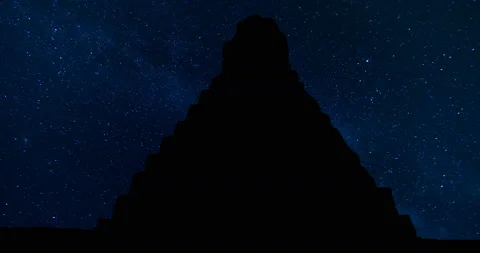 Tikal Ancient Pyramid Maya Rainforest Guatemala Milky Way Stars Night Time Lapse Stock Footage 152300563