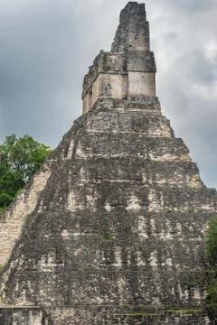Tikal Temple I, Temple of the Great Jaguar in the main Plaza of Tikal, Guatem Stock Photos