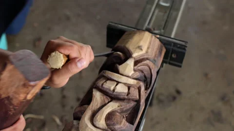 Tiki Carving_06 Stock Footage 49035595