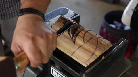 Tiki Carving_07 Stock Footage 49035760