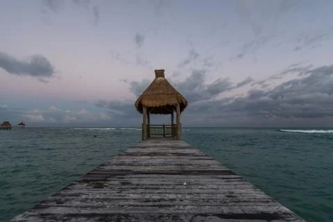 Tiki Dock Stright On Sunset Stock Photos