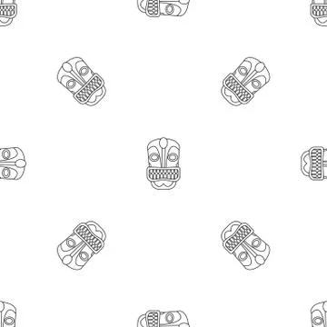 Tiki idol face pattern seamless vector Stock Illustration
