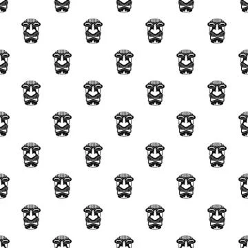 Tiki idol face pattern seamless vector Stock Illustration