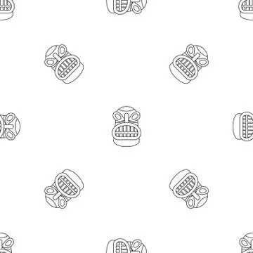 Tiki idol head pattern seamless vector Stock Illustration