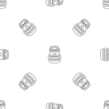 Tiki idol mask pattern seamless vector Illustrazione stock