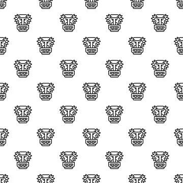 Tiki idol mask seamless pattern background design Stock Illustration
