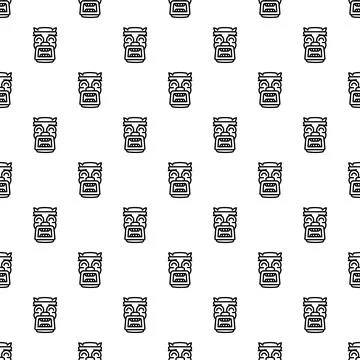 Tiki idol pattern repeating tribal polynesian artwork background Stock Illustration
