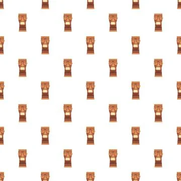 Tiki idol repeating pattern on white background Stock Illustration