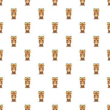 Tiki idol seamless pattern repeating ancient polynesian culture Stock Illustration