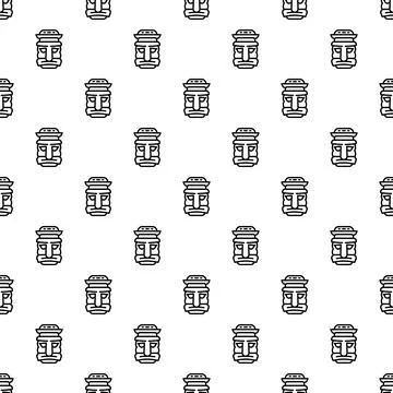 Tiki idol tribal mask pattern background Stock Illustration