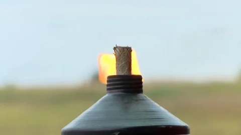 Tiki light evening Stock Footage 96546675