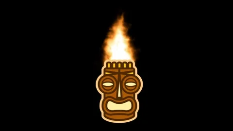 Tiki Mask Flame Burning Animation Stock Footage 337391122