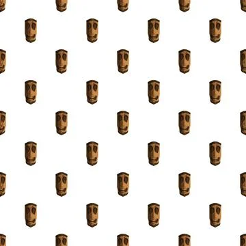 Tiki mask seamless pattern representing polynesian culture Stock Illustration
