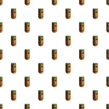 Tiki mask seamless pattern representing hawaiian culture Illustrazione stock