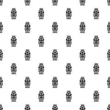 Tiki mask totem repeating pattern tribal style 스톡 일러스트