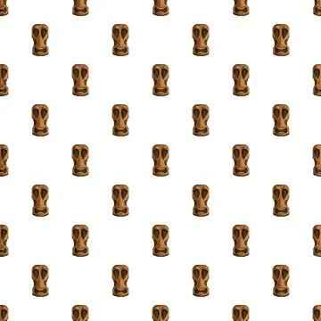 Tiki mask totem repeating pattern on white background イラスト素材
