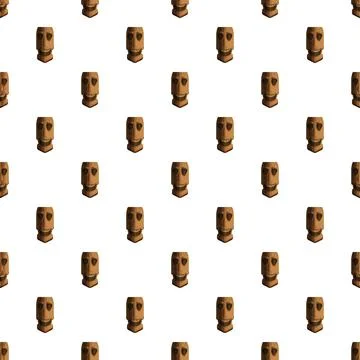 Tiki mask totem repeating pattern on white background Stockillustratie