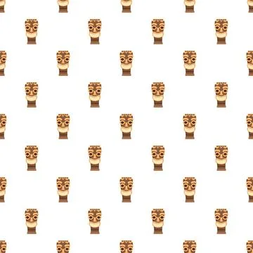 Tiki mask totem repeating seamless pattern design Stock Illustration