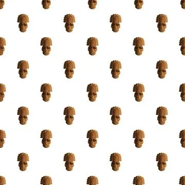 Tiki mask tribal pattern repeating cultural ornament Stock Illustration