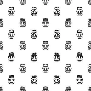 Tiki masks pattern creating tribal cultural background Stock Illustration