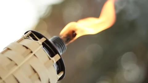 Tiki torch Fire Stock Footage 47347040