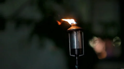 Tiki Torch Rack Focus Stock Footage 42568167