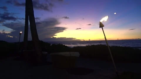 Tiki Torch Sunset  Stock Footage 138177131