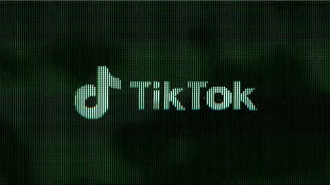 TikTok Logo Pixel Screen Animation. Futuristic Dot Texture Build Up with Stock Footage 239400254