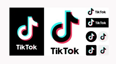 TikTok logo set variation on white background. Vector Stock Illustration