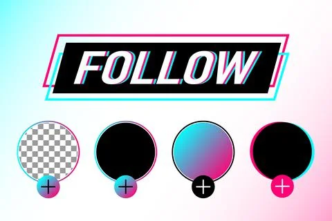 TikTok Profile Interface. Add Button. Follow Button. Transparent Placeholder. Ilustração Stock