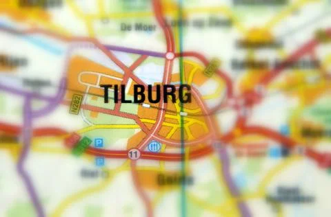 Tilburg on a map Stock Photos