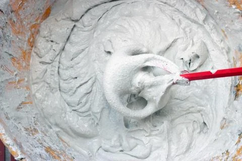 Tile adhesive mixing Stock Photos