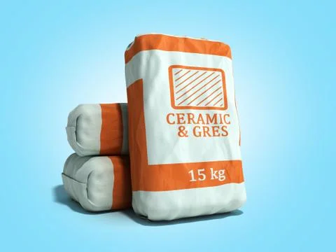 Tile adhesive in the package ceramic glue  3d render on blue gradient Stock Illustration