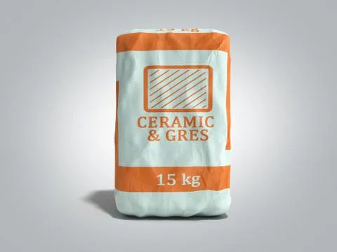 Tile adhesive in the package ceramic glue  3d render on grey gradient Illustrazione stock