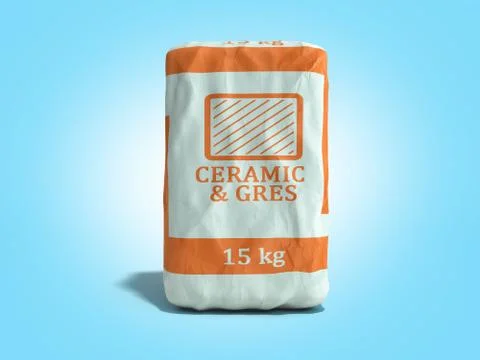 Tile adhesive in the package ceramic glue  3d render on blue gradient Stock Illustration