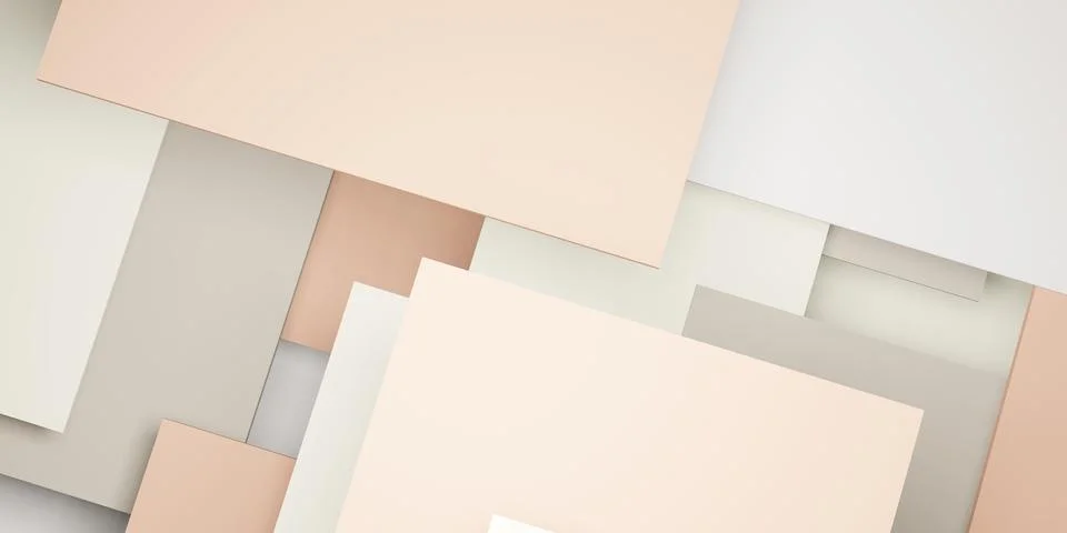 Tile background pastel geometry hierarchy of abstract squares 3D illustration Stock Illustration