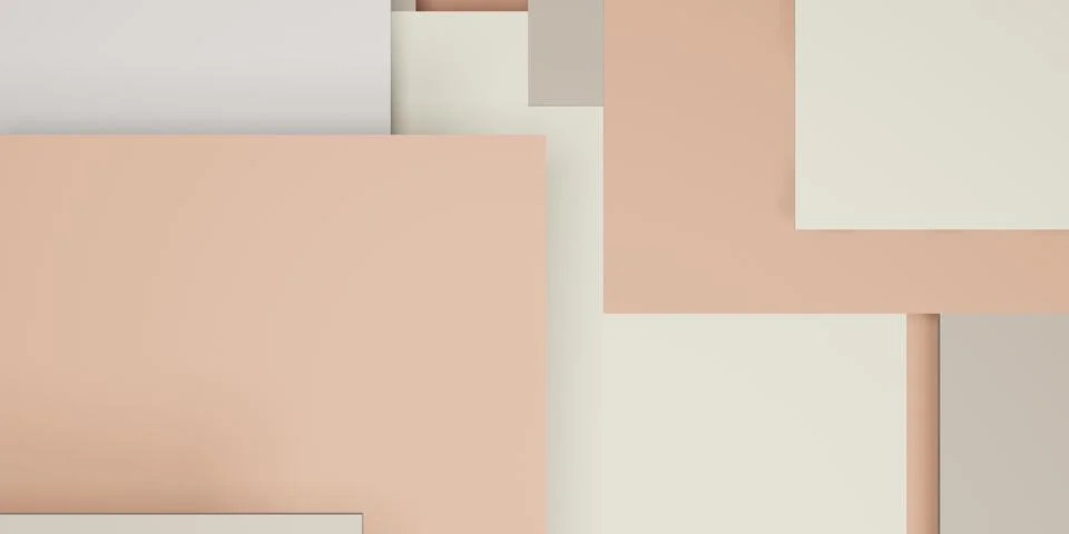Tile background pastel geometry hierarchy of abstract squares 3D illustration Stock Illustration
