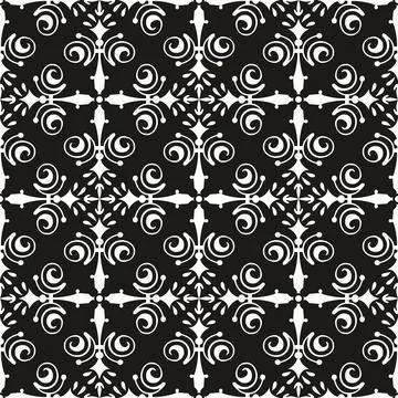 Tile black and white background or seamless dark vector pattern Stock Illustration