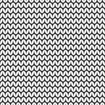Tile black and white knitting vector pattern Stock Illustration