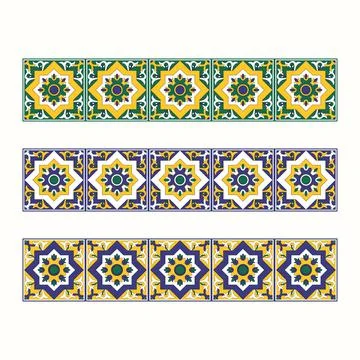 Tile border pattern vector seamless Illustrazione stock