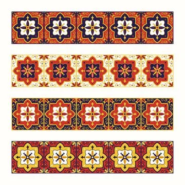 Tile border pattern vector seamless Illustrazione stock