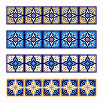Tile border pattern vector seamless 스톡 일러스트